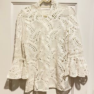 PatBo Lace white blouse with high neck detail